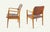 Beautiful set of chairs realized by italian manufacture in 1950s. Mahogany wood and padded leather. Very good condition.