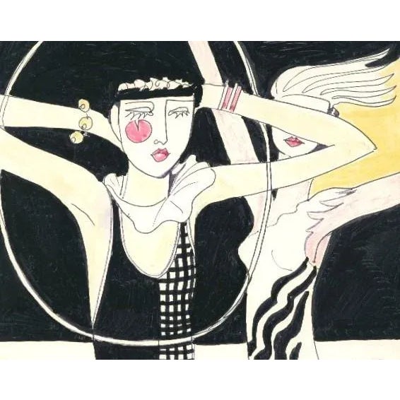 This is a RARE ONE-OF-A-KIND original fashion drawing for today's gymnast! It dates to the late 1960s and showcases 2...