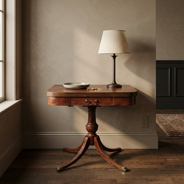 A beautifully crafted mahogany entrance table that converts to a game or card table, featuring classic proportions and...