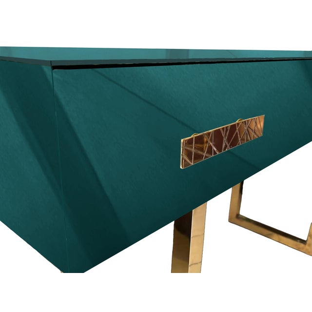 Contemporary Green Console Table with Murano Mirror Glass from Justfurnituress SRL For Sale - Image 3 of 6