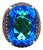 Bochic “Orient” Vintage London Blue Topaz & Orange Sapphire Ring, 18K Gold & Silver For Sale