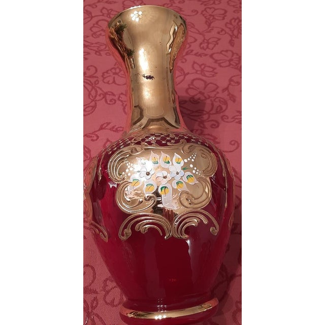 Tre Fuochi Murano Blown Glass Vase with 24k Gold Finishes, Venice, Italy, 1960s For Sale - Image 12 of 16