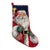 Vintage Handmade Needlepoint Santa Christmas Stocking Red Velvet 17" For Sale