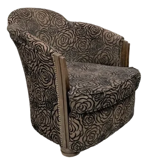 French Art Deco Velvet Tub Armchair