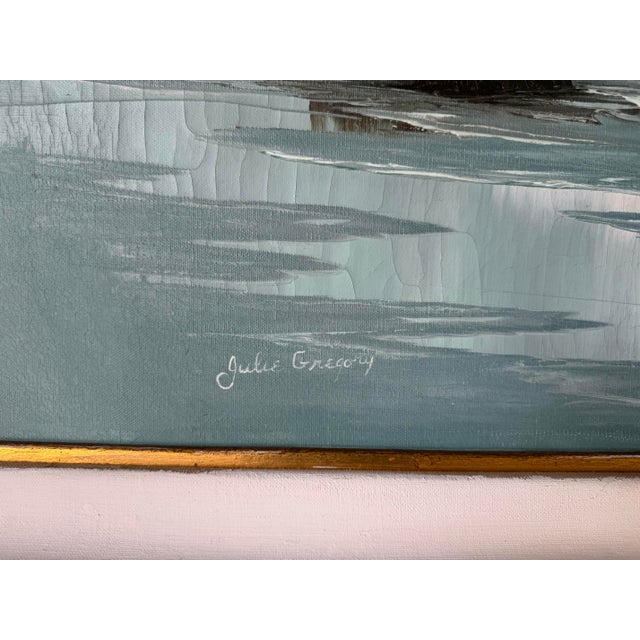 1970's Julie Gregrory Seascape Oil on Canvas Painting, Framed For Sale - Image 4 of 12