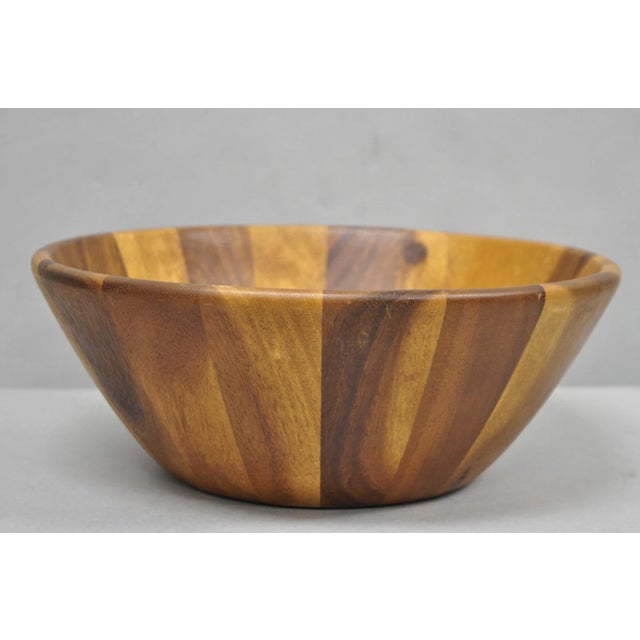 Wood Vintage Bill.F Bf Mid Century Modern Acacia Wood Salad Fruit Bowl For Sale - Image 7 of 11