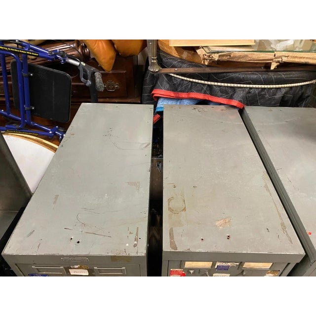 Vintage Columbia Steel Equip Gray Metal 10 Drawer Industrial File Cabinet (A) For Sale - Image 12 of 15