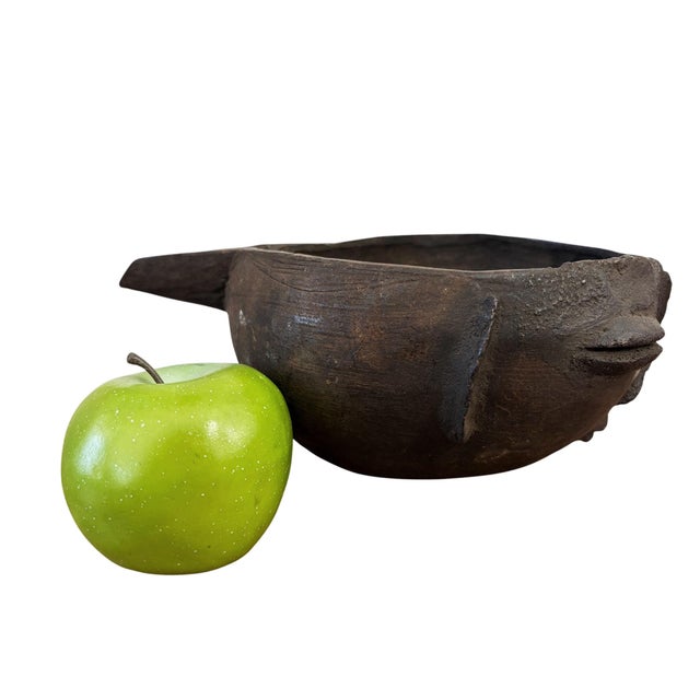 Vintage Kuba Wooden Cup Figural Head Congo 10" D For Sale In New York - Image 6 of 6