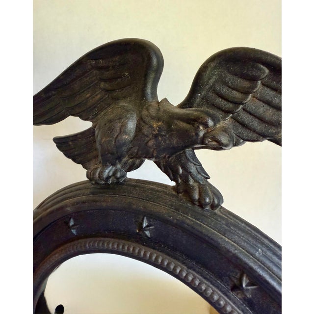 Federal Americana Cast Iron Round Mirror With Eagle and Stars For Sale - Image 4 of 8