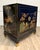 Vintage Chinoiserie Black Lacquer Nightstand Cabinet With Carved Stone Figures For Sale - Image 9 of 13