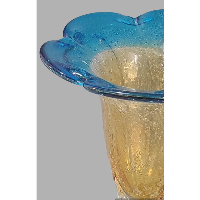 Late 20th Century Vintage Hand-Blown Venetian Style Colorful Art Glass Vase For Sale - Image 5 of 9