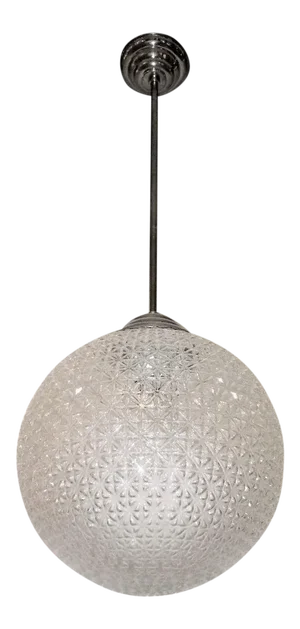 French Modernist Glass Globe Shaped Chandeliers - Set of 3