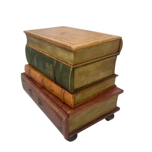 Mid 20th Century Edwardian Faux Stacked Books Side Table, Wood, Italy For Sale - Image 5 of 8