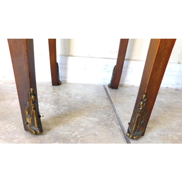 Wood Pair Vintage C1940s French Oval Brass & Wood Side/End Bedside Tables For Sale - Image 7 of 16