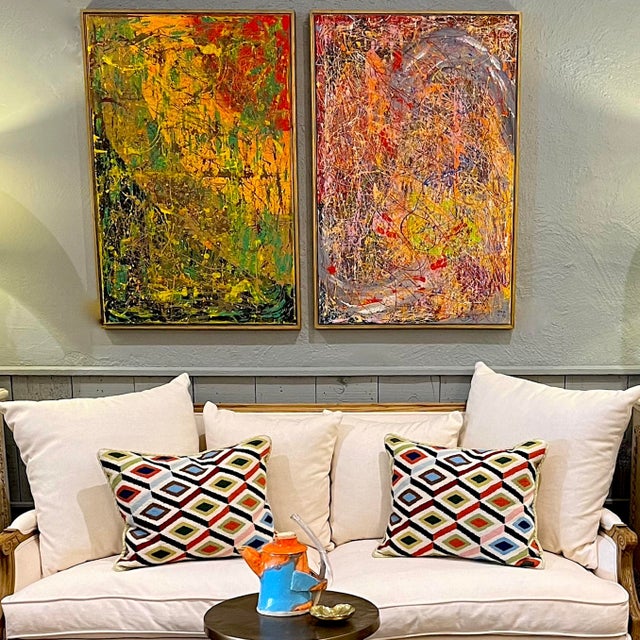 Vibrant Modern Abstract Drip Painting - Framed - Signed For Sale - Image 11 of 11