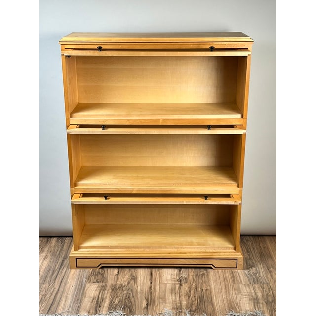 Vintage Bench Made Maple With Wenge Inlay Three Stack Barrister Bookcase For Sale - Image 4 of 11
