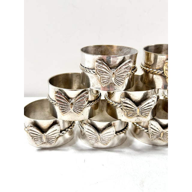 Vintage Silver Butterfly Napkin Rings - A Set of 12 For Sale - Image 9 of 12