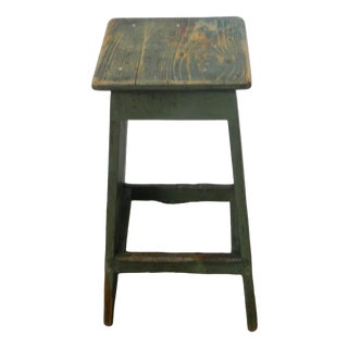 Vintage Fir Wood Stool, 1970 For Sale