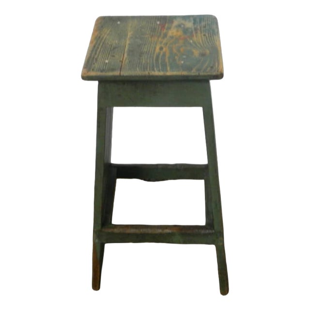 Vintage Fir Wood Stool, 1970 For Sale