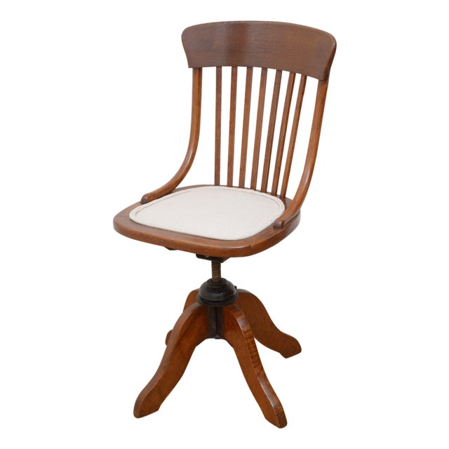 English Oak Revolving Desk Chair, 1910 For Sale