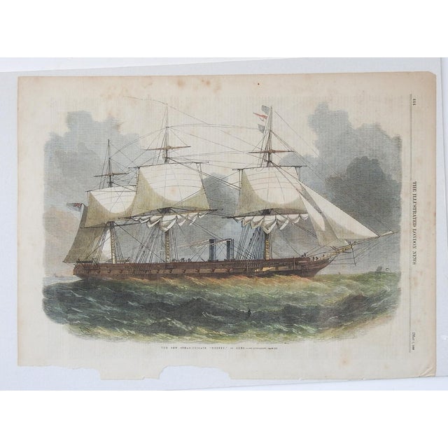 English 1859 Hand Colored Engraving British Frigate Mersey For Sale - Image 3 of 4