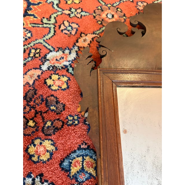 19th-Century American Mahogany Scrollwork Wall Mirror With Original Foxed Glass For Sale In Philadelphia - Image 6 of 8