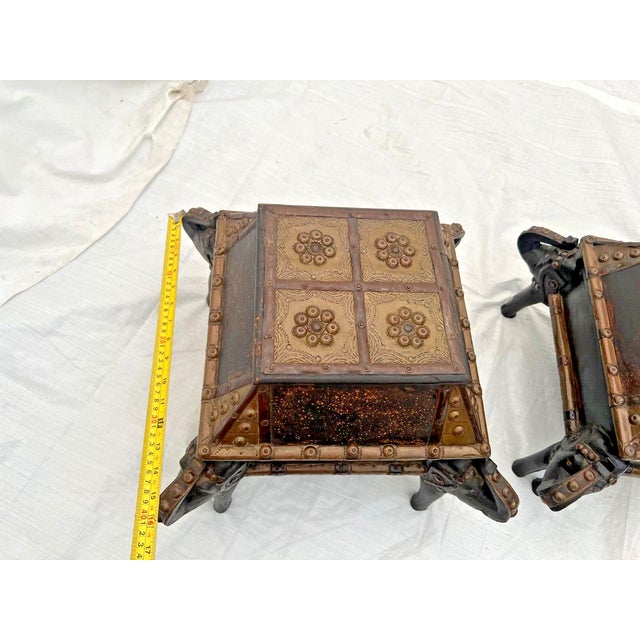 Mid Century Low Tables Elephant Legs Trunk Style Storage Hand Crafted Set of 2 For Sale - Image 10 of 11