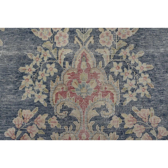 Kerman Rug 9’7” X 13’10” Blue Wool Vintage Distressed Hand-Knotted Carpet For Sale - Image 9 of 15