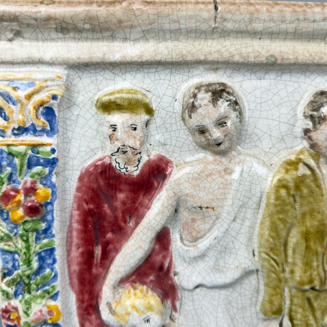 Large Works of Mercy Frieze Relief in Majolica For Sale - Image 10 of 14