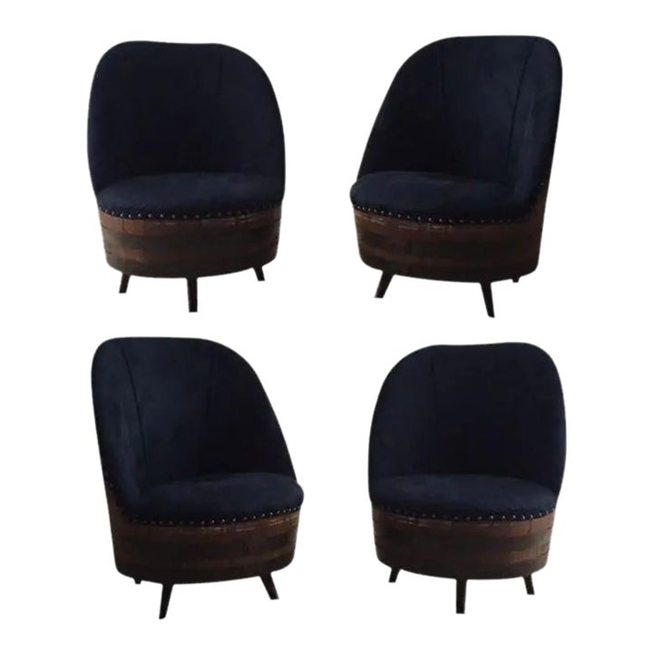 Late 20th Century Wine Barrel Swivel Chairs - Set of 4 | Chairish