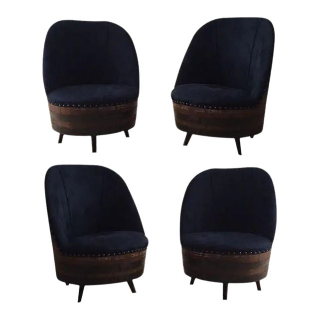 Late 20th Century Wine Barrel Swivel Chairs - Set of 4 For Sale