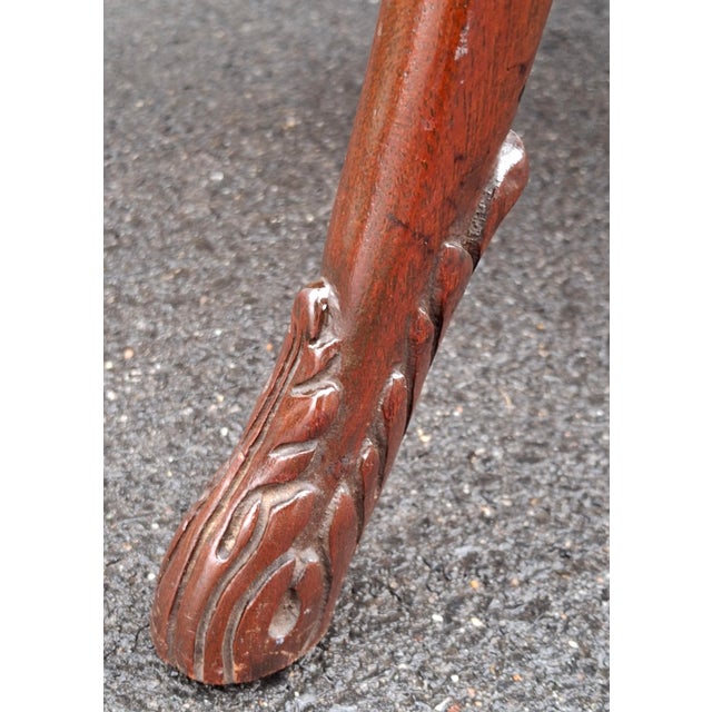 Pair Late 19th Century Victorian Regency Style Carved Mahogany and Tooled Leather Inset Side Tables For Sale - Image 13 of 16