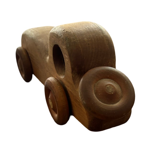Rustic Handcrafted Antique Wooden Car For Sale - Image 3 of 5