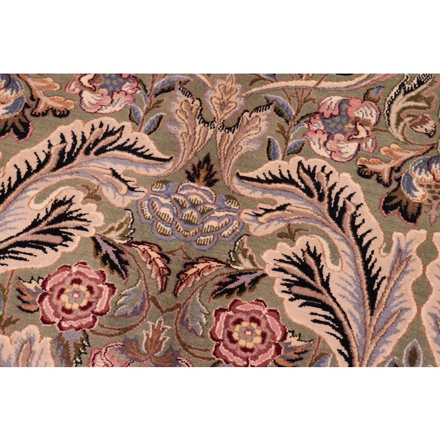 Shabby Chic Pak-Persian Green/Rust Wool Rug - 9'0'' X 12'0'' For Sale - Image 4 of 9