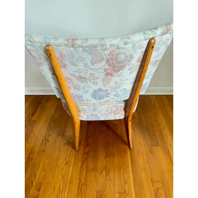 Vintage Mid Century Modern Armchair With Floral Upholstery For Sale In Philadelphia - Image 6 of 7