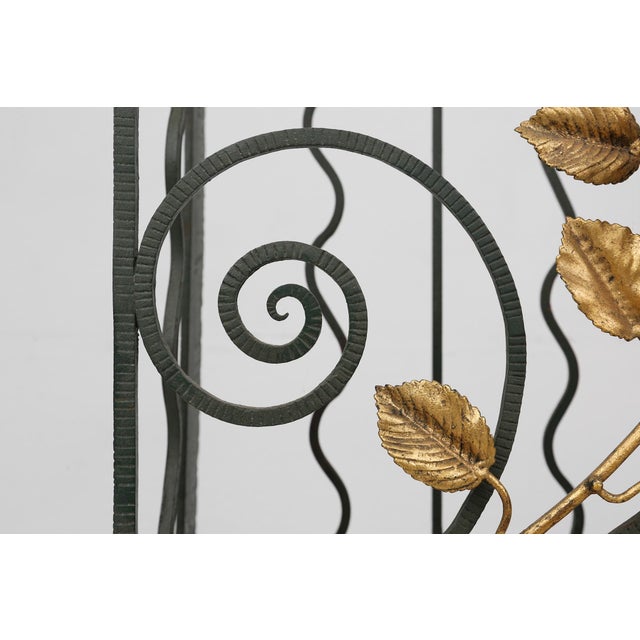 Metal Art Deco Wrought Iron Umbrella Stand with Floral Decoration, France, 1930s For Sale - Image 7 of 13