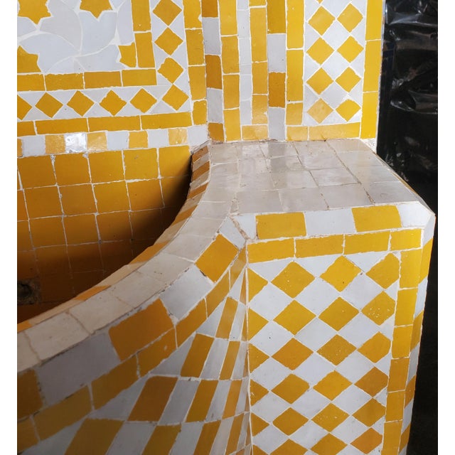 White & Yellow Rafraf Moroccan Mosaic Fountain | Chairish