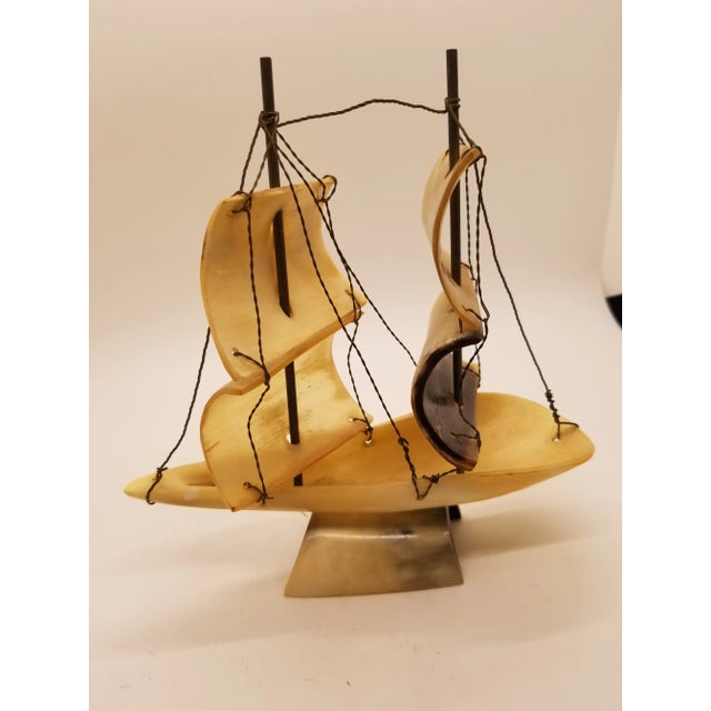 Horns Sailing Ship - Made In Italy- Sailing Vessel- Schooner- Nautical Decor...excellent for the midcentury modern...