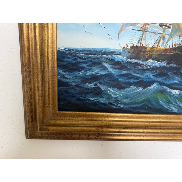 K.Dossi Original Sailing Ship Oil Painting, Nautical Seascape, Maritime Art For Sale - Image 4 of 12