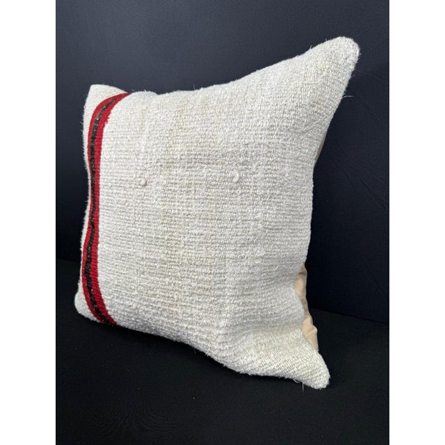 Turkish Hemp Pillow Cushion Natural Beige Red Pillow Cushion Cover 20"x20" #30568 Enhance your home decor with our Kilim...