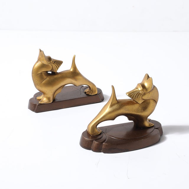 Frankart Art Deco Gilt Scottish Terrier Bookends Signed Frankart For Sale - Image 4 of 13