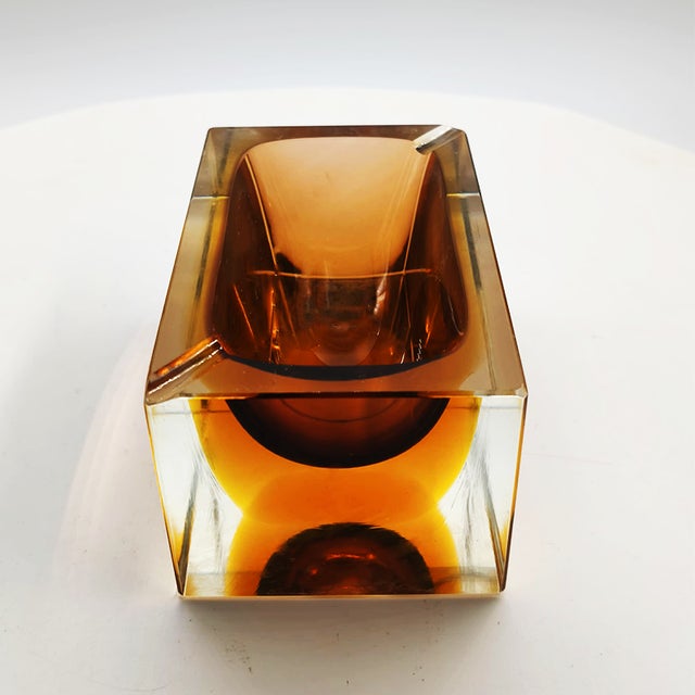 Glass Rectangular Ashtray in Murano Glass attributed to Flavio Poli for Seguso, 1960s For Sale - Image 7 of 10