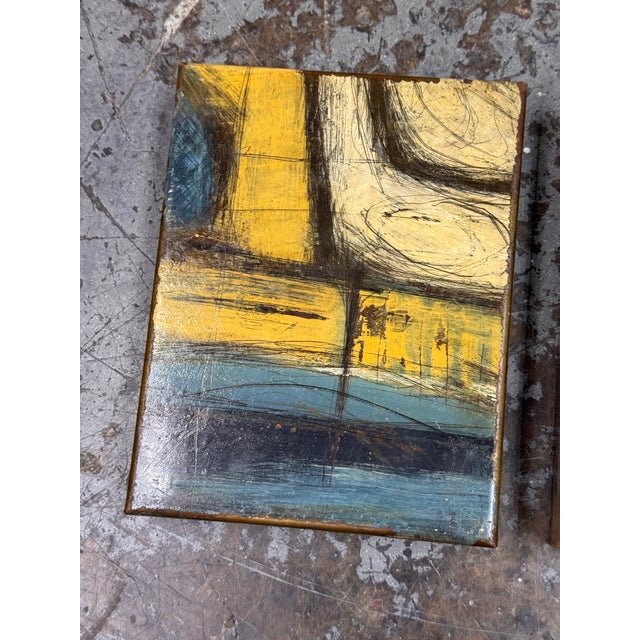 Yellow Douglas Radde Abstract Original Paintings, Pair For Sale - Image 8 of 12