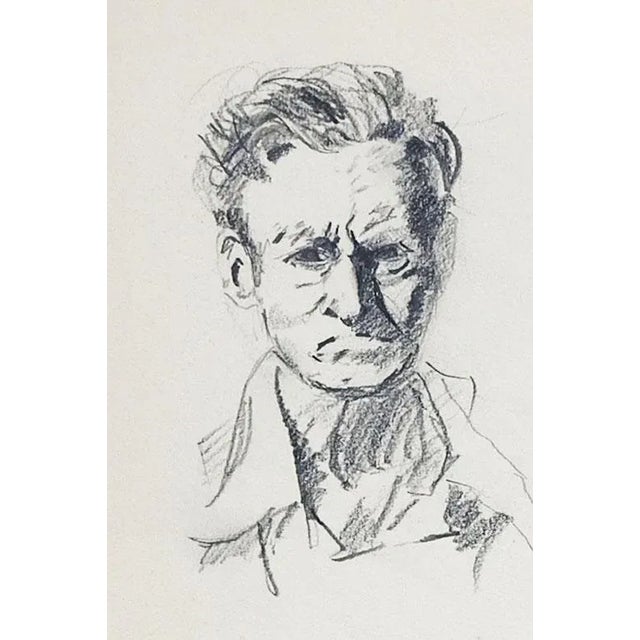 Vintage mid 20th century pencil studies on paper. Includes nude, foot studies and portrait of grumpy man. Unsigned....