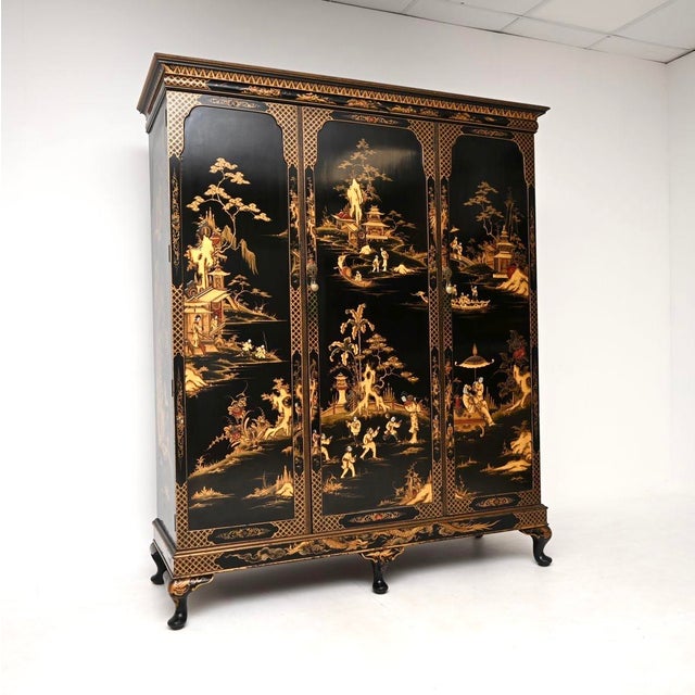 Antique Lacquered Chinoiserie Wardrobe by Hille for Harrods, 1900 For Sale - Image 11 of 11