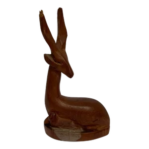 1960s Wood Deer Figurine