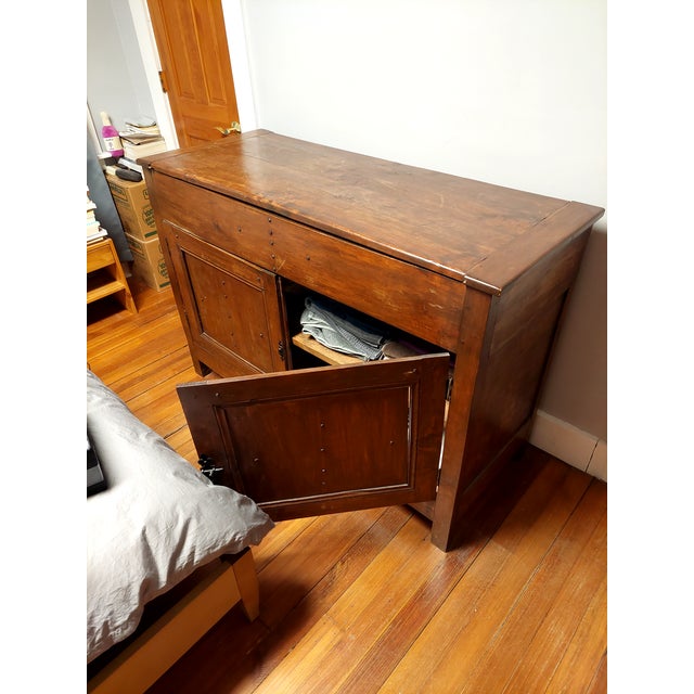 Antique French Provincial Rustic Pine & Fruitwood Lift-Top Buffet Sideboard For Sale - Image 11 of 11