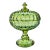 Antique Textured Green Crystal Lidded Bowl For Sale