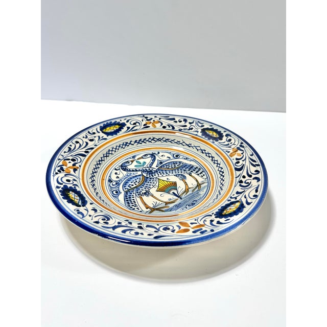 Mid 20th Century Verdiani Firenze Italian Majolica Bowl – “Decoro Arcaico” Bird Motif, Hand Painted 10” Charger Plate Bowl For Sale - Image 9 of 10