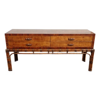 Vintage Henredon Circa East Console Table W Bamboo Base ~ Credenza Sideboard For Sale